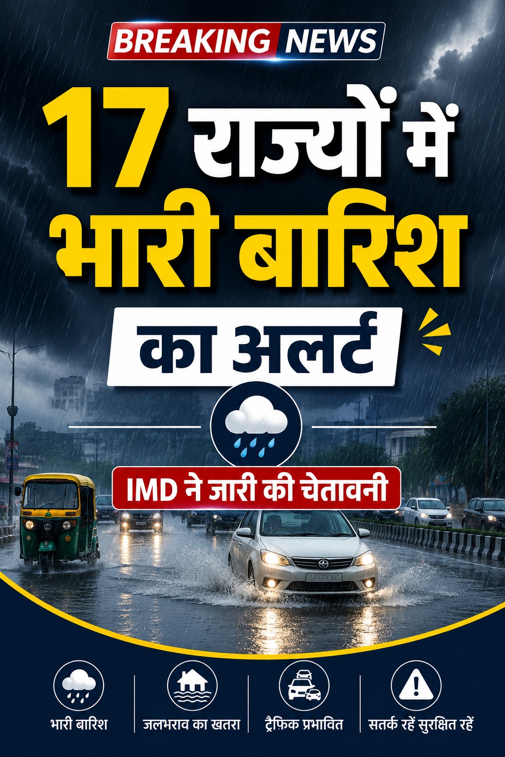 17 राज्यों में भारी बारिश का अलर्ट